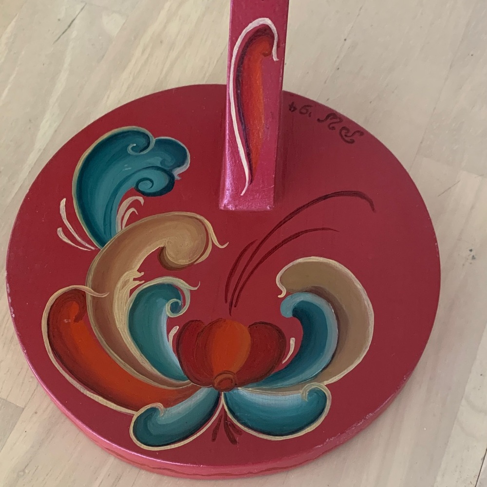 Vintage Norwegian Rosemaling  (Signed By The Artist 1994) Folk Art Banana Hanger